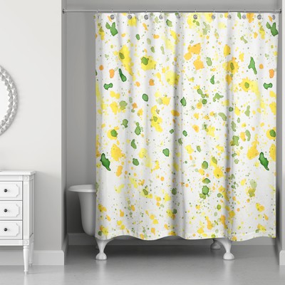 Creative Products Yellow And Green Speckles 71 x 74 Shower Curtain