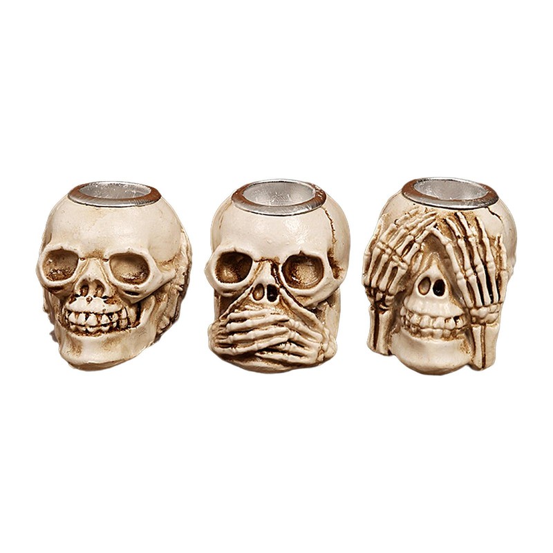 Gothic Tea Light Holder Horror Skeleton Skull Candle Holders Resin Candlestick