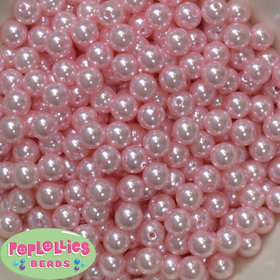 10mm Baby Pink Pearl Finish Acrylic Bubblegum Beads Lot 50 pc.Chunky