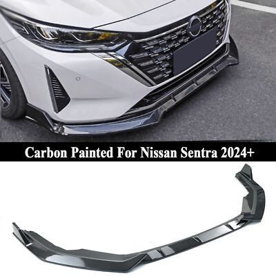 For Nissan Sentra 2024+ V Style Carbon Fiber Look Front Bumper Lip Splitter Kit
