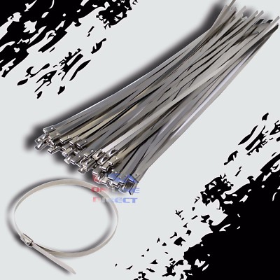 24'' Stainless Steel Exhaust Wrap UL Approved Locking Cable Zip Ties Metal 40 Pc