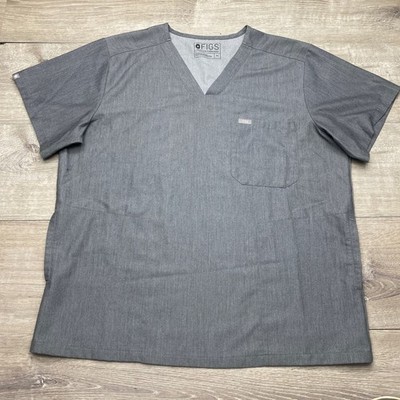 FIGS Scrub Top Technical Collection Men XL Gray Polyester Blend TM3000 V-Neck