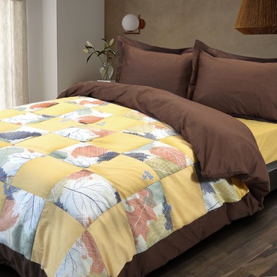 Essina Cotton  Queen / King Patchwork Duvet Cover Set 620 T/Count, Sunshine