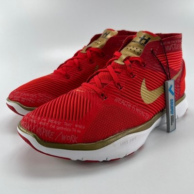 Nike Free Train Instinct Hustle Hart Red Gold Training Shoes 848416-876 Mens 6.5