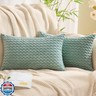GAWAMAY Decorative Neutral Lumbar Throw Pillow Covers 12x20 Inch Set of 2 for Living Room Couch Bed Sofa, Farmhouse Cushion Cover Soft Striped Corduroy Pillow Cases Home Decor (30x50cm) Aqua Blue