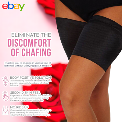 2pcs Chub Rub Thigh Band Black Anti Chafing Elastic Non Slip Leg