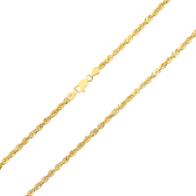 NURAGOLD 14K YELLOW GOLD MENS 3MM ITALIAN DIAMOND CUT ROPE CHAIN PENDANT NECKLACE 28"