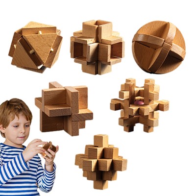 Wooden Kong Ming Lock Lu Ban Lock IQ Brain Teaser Educational Toy For Kids 