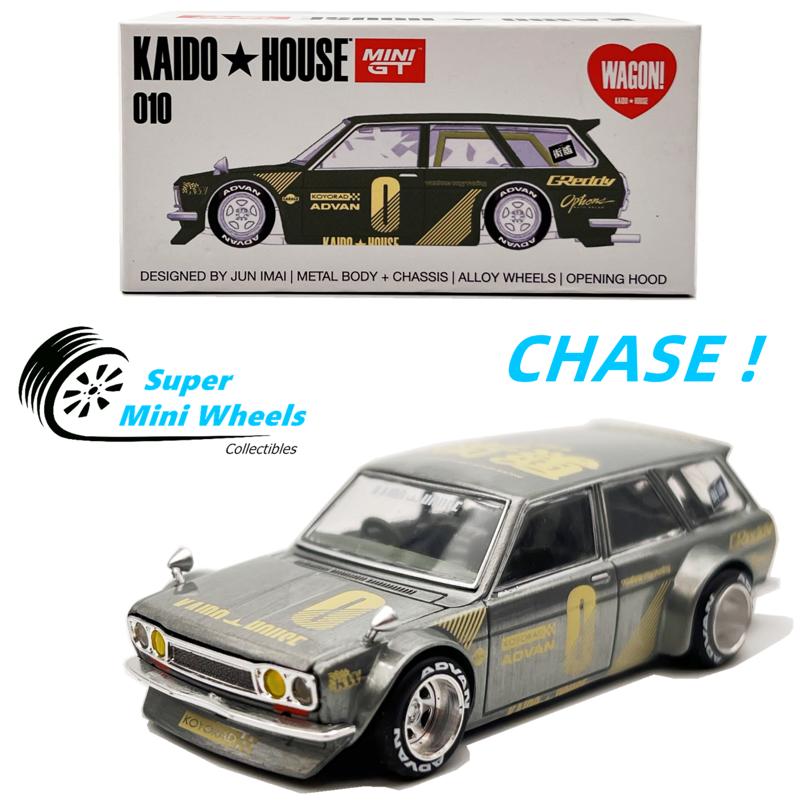 MINIGT 街道ハウス　Datsun 510 Wagon チェイス Kaido House x Mini GT 1:64 Datsun 510 Wagon Surf Safari 4x4