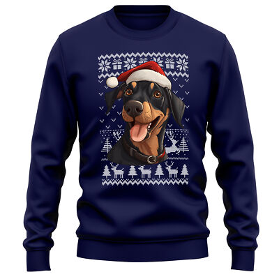 Christmas Doberman Jumper Sweatshirt Dog Owner Men and Women Santa Tree Light...