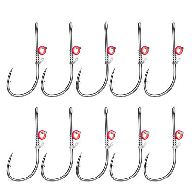 10pcs Live Shrimp Hook Carbon Steel Fishing Hooks with Holes Portable Boxed 