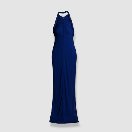 Pre-owned Proenza Schouler $1790  Women's Blue Crepe Jersey Halterneck Gown Dress Size 6