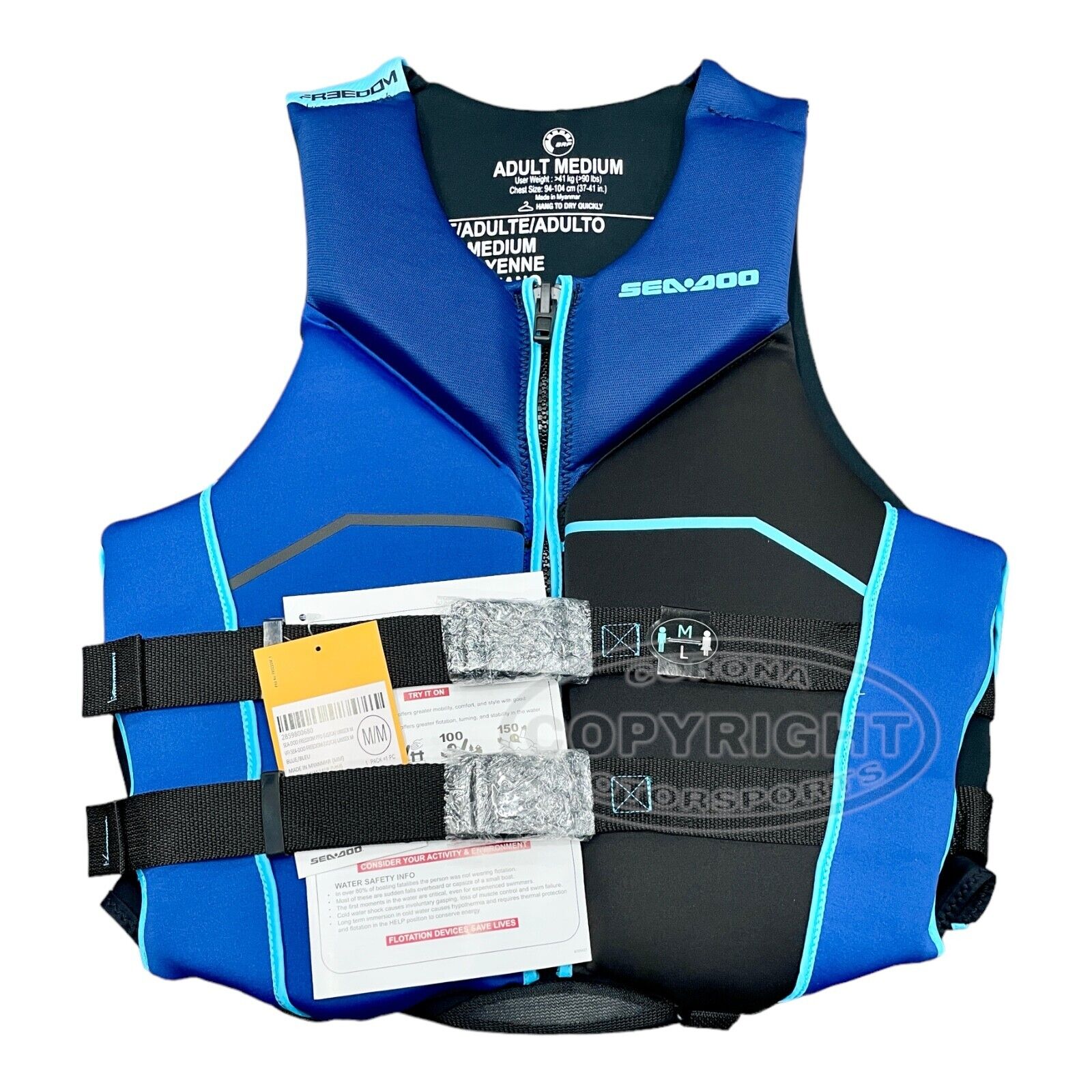 Sea-Doo Freedom Unisex Life Jacket Navy Blue Black Sea-Doo Freedom Unisex Life Jacket Navy Blue Black