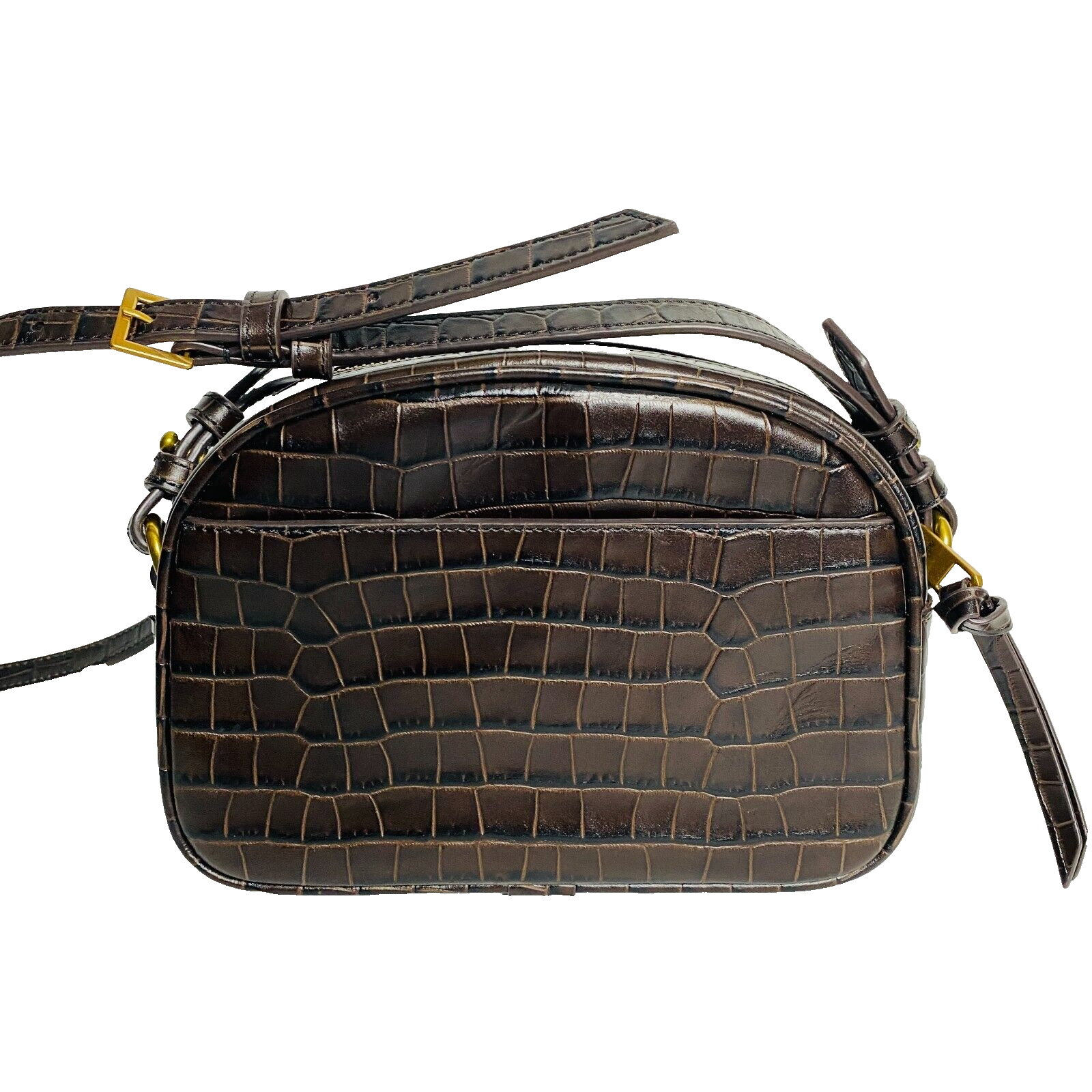 NWT J Crew Devon Camera Crossbody Bag Faux Leather Croc Embossed Purse