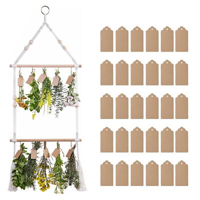 2 Tier Herb Drying Rack Flower Drying with 10 Hooks Hanging Drying Rack for H...