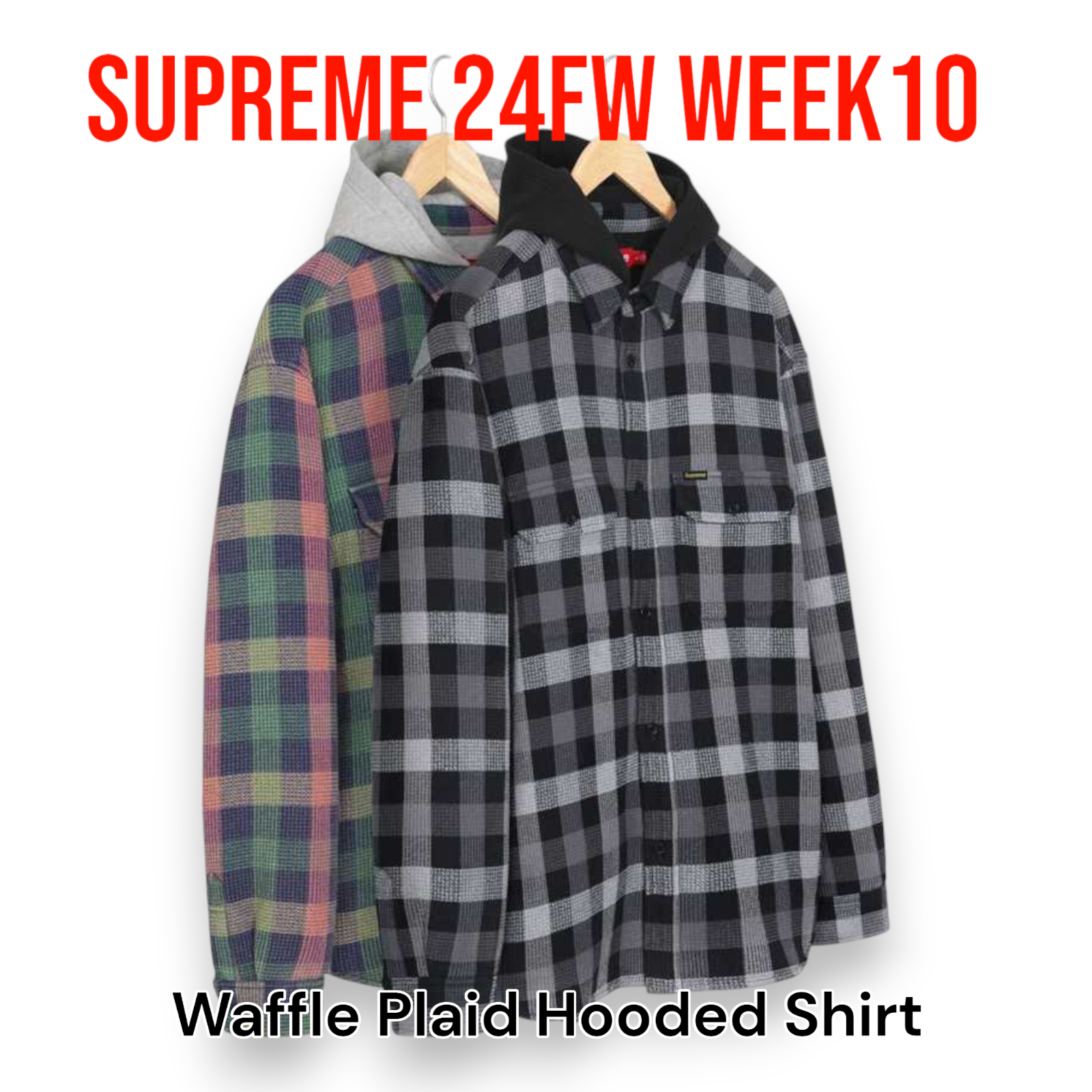 Supreme 24FW Week 10 Waffle Plaid Hooded Shirt Multicolor Supreme 24FW Week 10 Waffle Plaid Hooded Shirt Multicolor