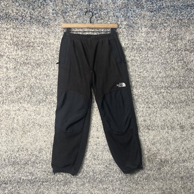 Vtg 90s The North Face Denali Fleece Pants Black Gray Nylon Knee Pads Child L