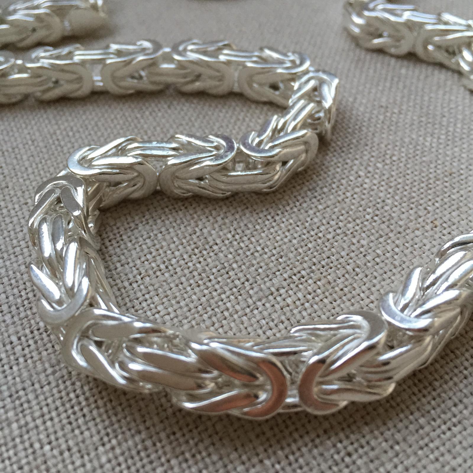 Pre-owned Handmade 8mm 925 Sterling Silver Mens Chain Necklace Byzantine Silver Chain 20inch 175gr
