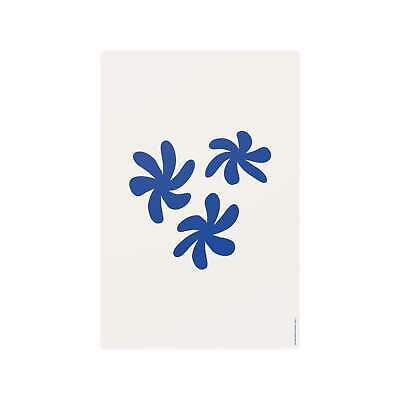 Dark Blue Flowers Minimal Poster - Minimalist Wall Art