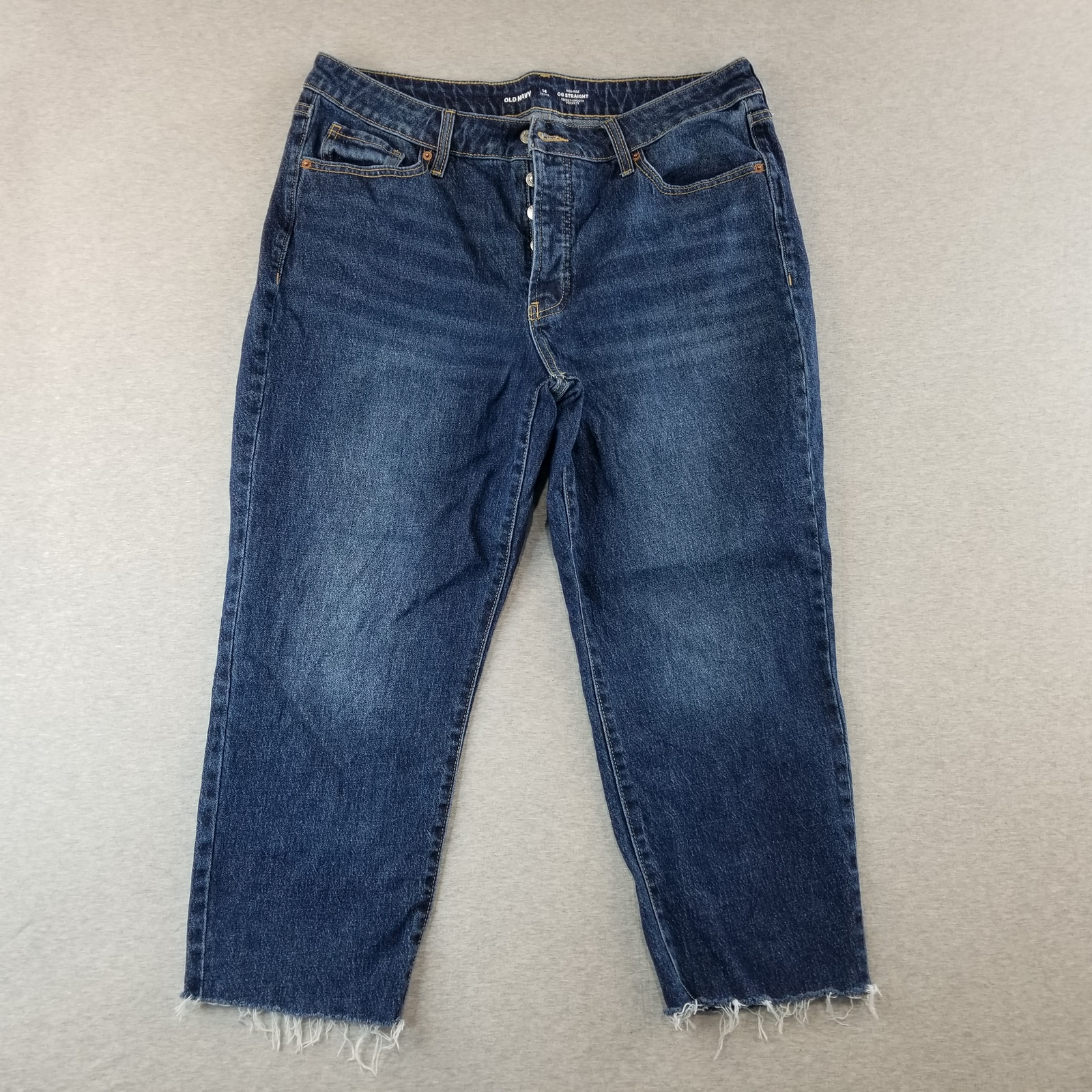 Old Navy Jeans Women's Sz 14P HighRise OG Straight 5Button Dark Wash Normcore