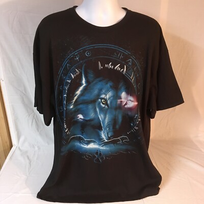 Liquid Blue Mens T-Shirt Black Wolf Stare Cosmic 3XL XXXL NWOT Free Shipping!