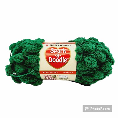 Red Heart Spark A Doodle Yarn Shamrock Green Super Bulky 3.5 oz Skein 54 yds NEW