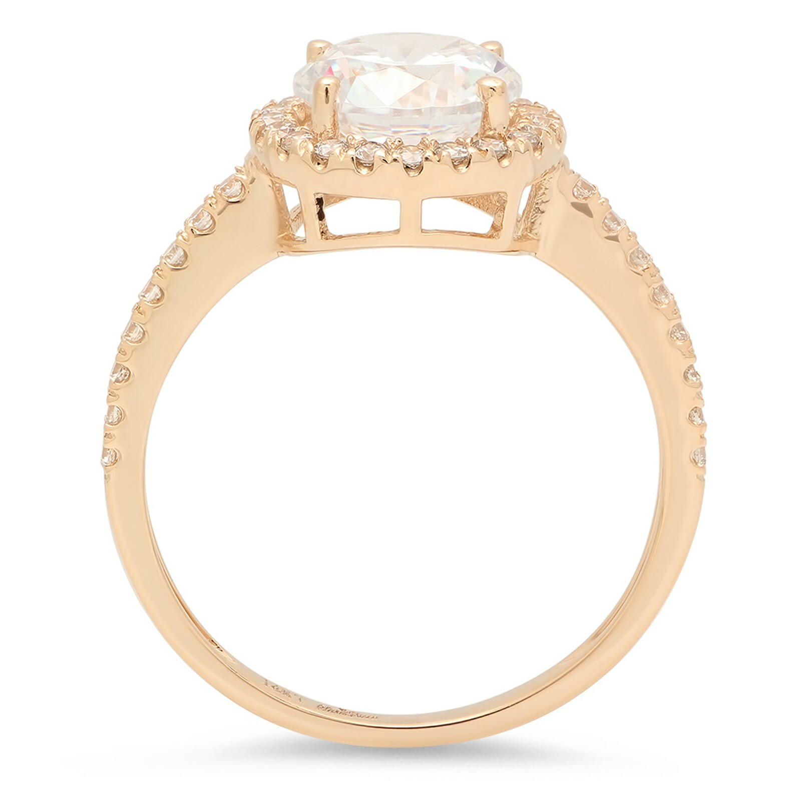 Pre-owned Pucci 1.85 Ct Round Cut Halo Moissanite Classic Bridal Statement Ring 14k Yellow Gold In White/colorless