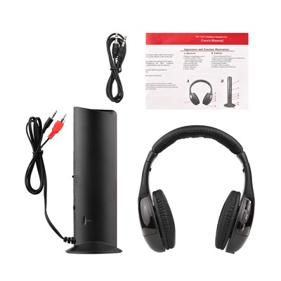 5 in 1 Wireless Headphones Over-Ear Headset for TV FM Radio MP4 DVD Player K4E8