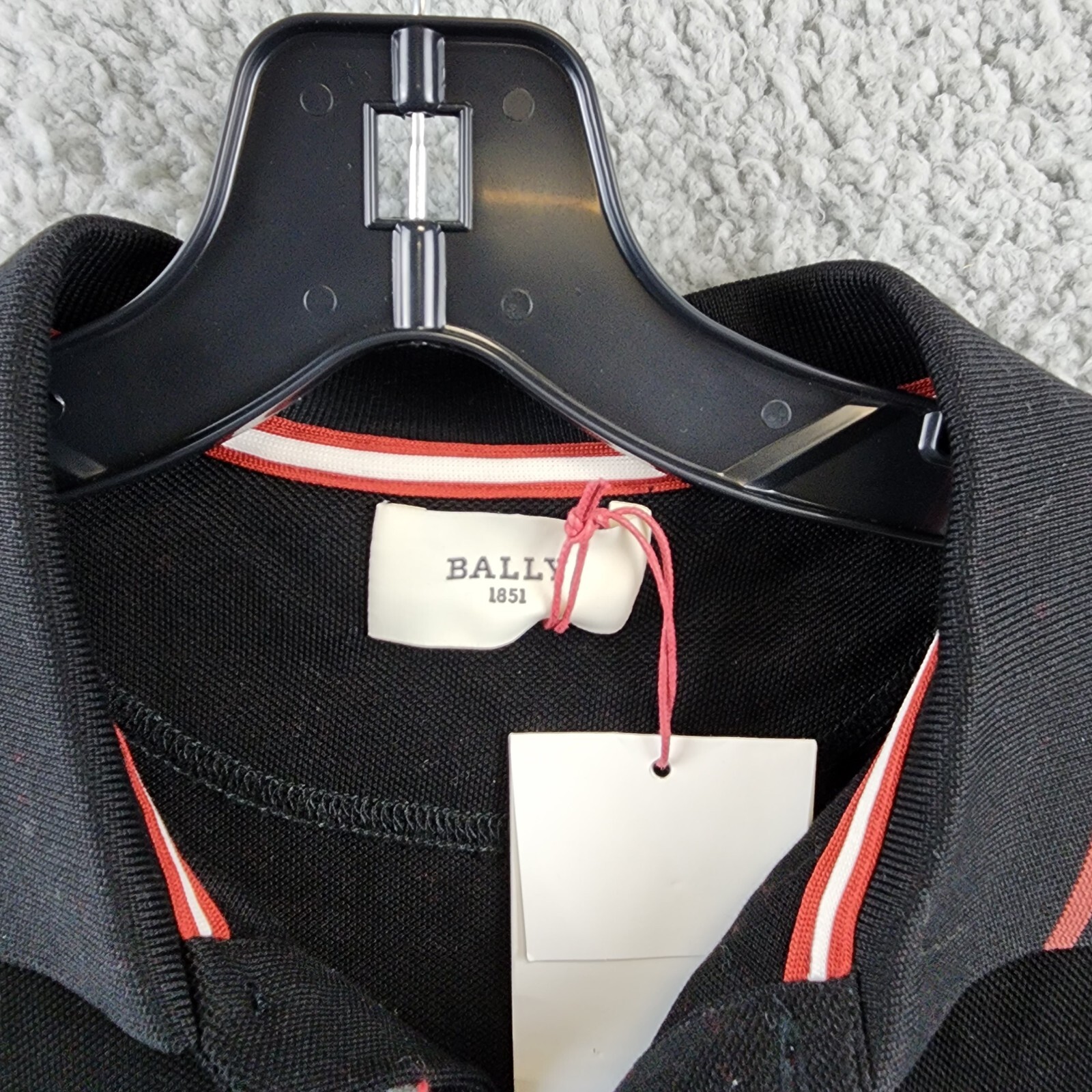 BALLY｜SHORT-SLEEVED PIQUE/COLLAR (MJE03ICO228-U385) Bally Logo Embroidered Pique Polo Shirt Men's 38 Black/Red