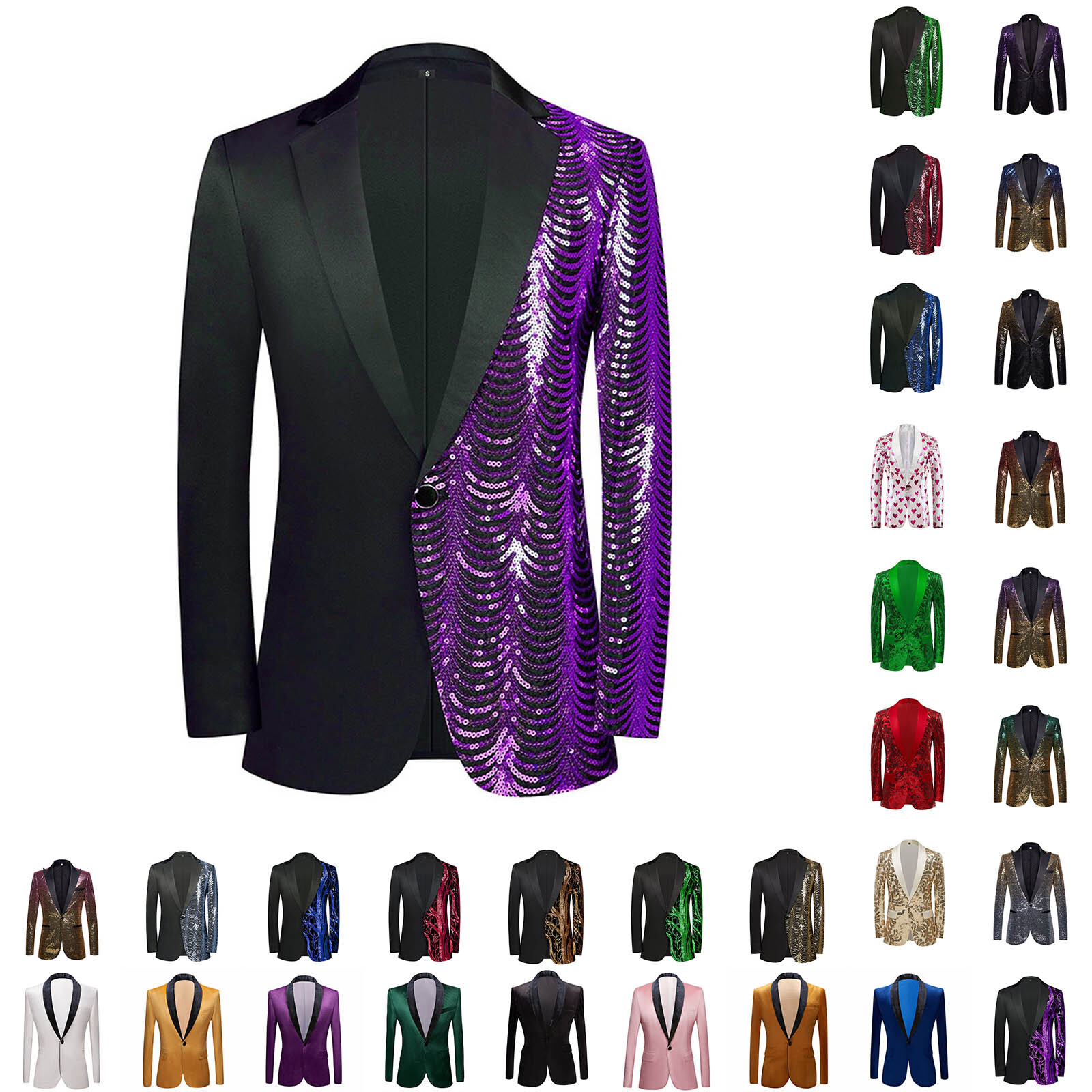 New Year'S Gathering Year End Party Mens Dance Suit Blazer Sequin Suit Jacket US