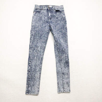 Revolt Women's Size 7/8 Blue Skinny Acid Wash Cotton Blend Stretch Denim Jeans