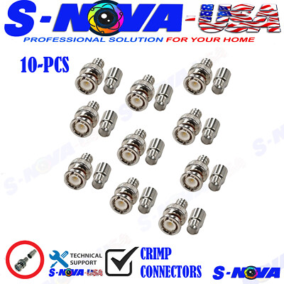 10 Pack BNC Male Plug Crimp RF Coaxial Coax Connector  US Stock