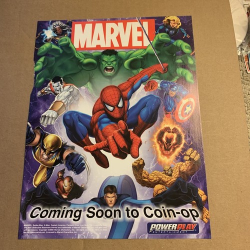 ⑧　MARVEL  SPIDER MAN AND CAPTAIN AMERICA original 11-8” Marvel Spider-Man Hulk Captain America ARCADE