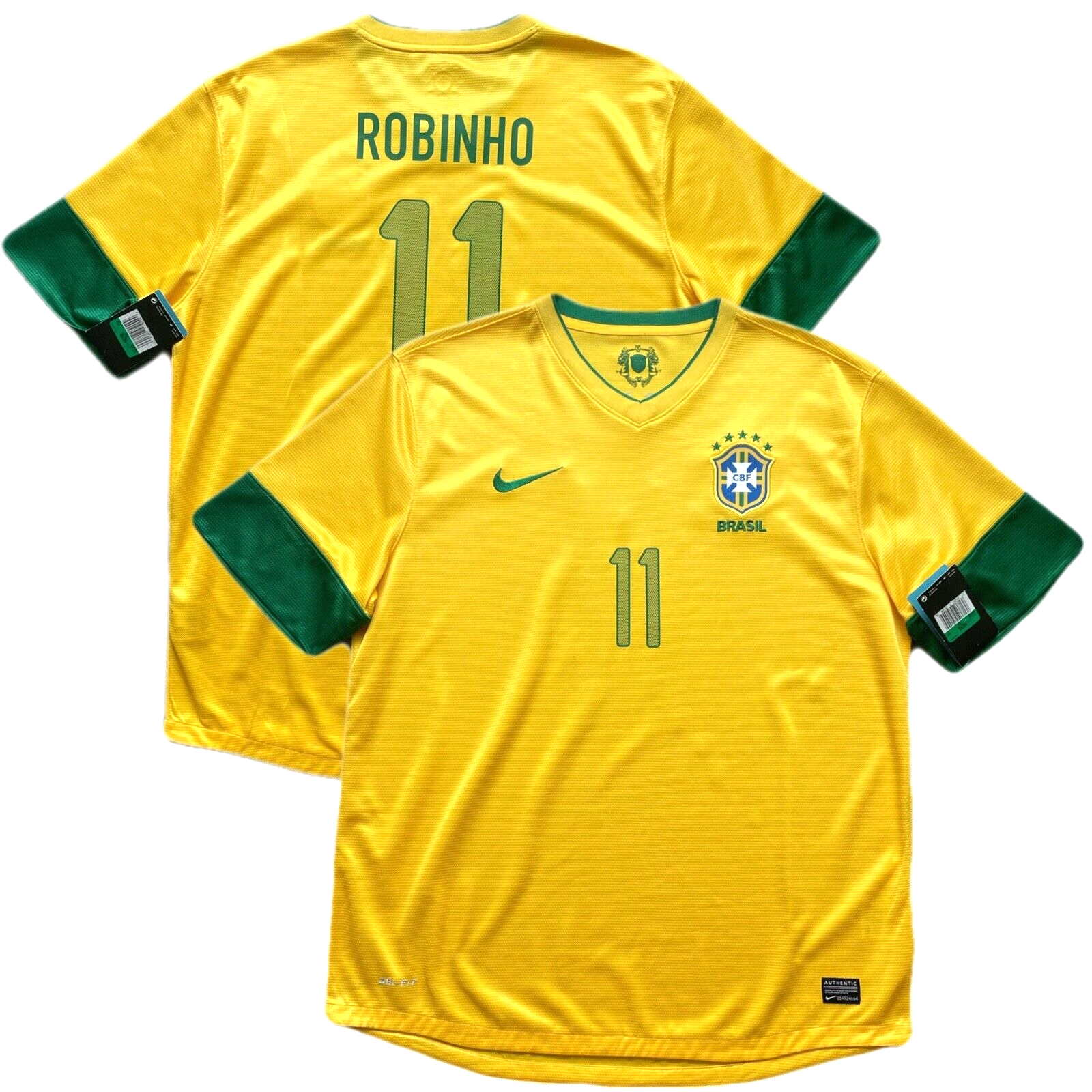 2012/13 Brazil Home Jersey #11 ROBINHO XL NIKE Soccer Canarinho