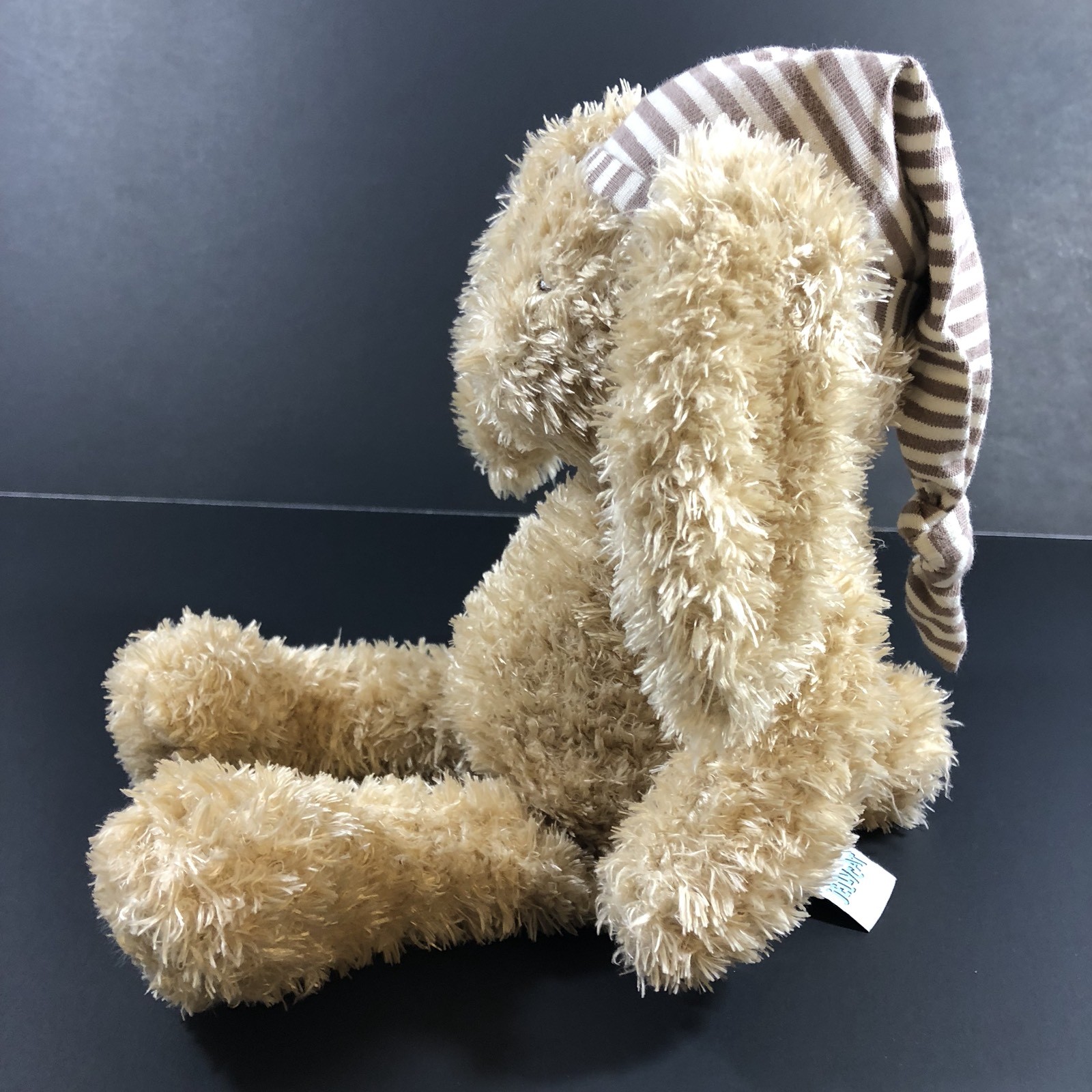 Jellycat Plush Sleepy Bunny Striped Night Cap Blonde 13