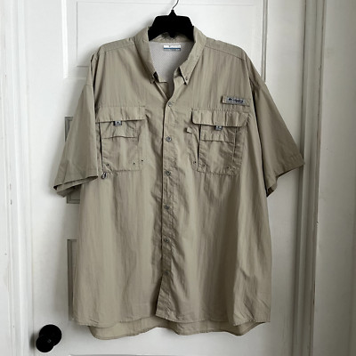 Columbia PFG Shirt Men's XL Tan Button Down Shirt Sleeve Fishing Beach