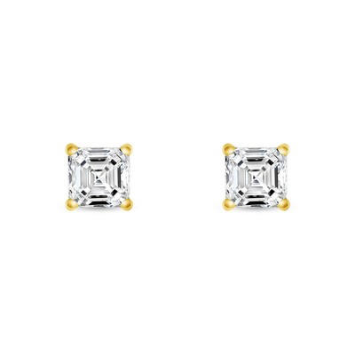 Pre-owned Shine Brite With A Diamond 2 Ct Princess Cut Earrings Studs Real Solid 14k Yellow Gold Screw Back Martini In White/colorless