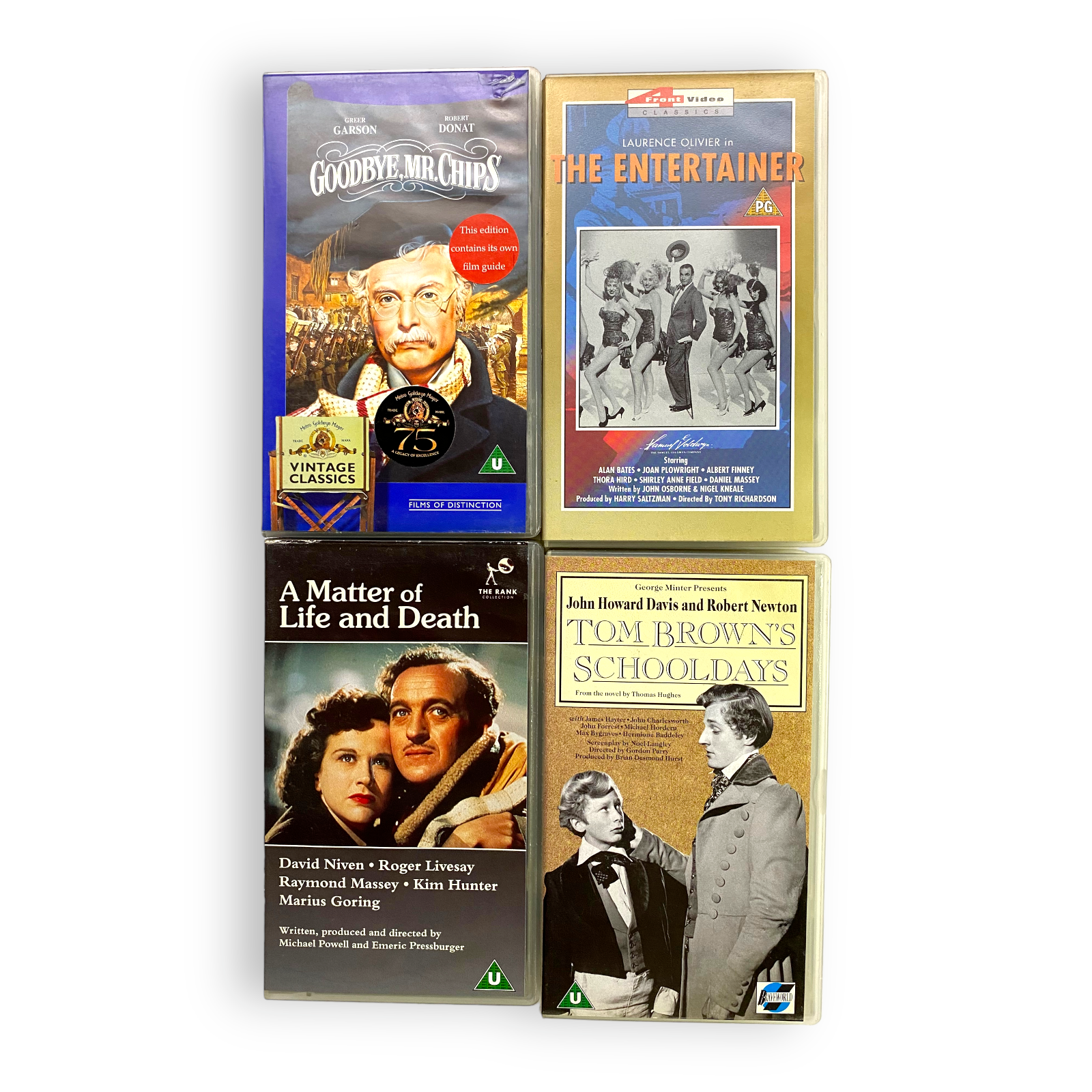 Goodbye Mr Chips, Tom Brown's Schooldays, Matter Of Life And Death...4 VHS Set