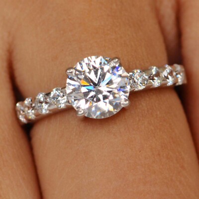 Pre-owned Vt Gems Real 14kt White Gold With 2.80 Carat Round Shape Solitaire Anniversary Ring In D