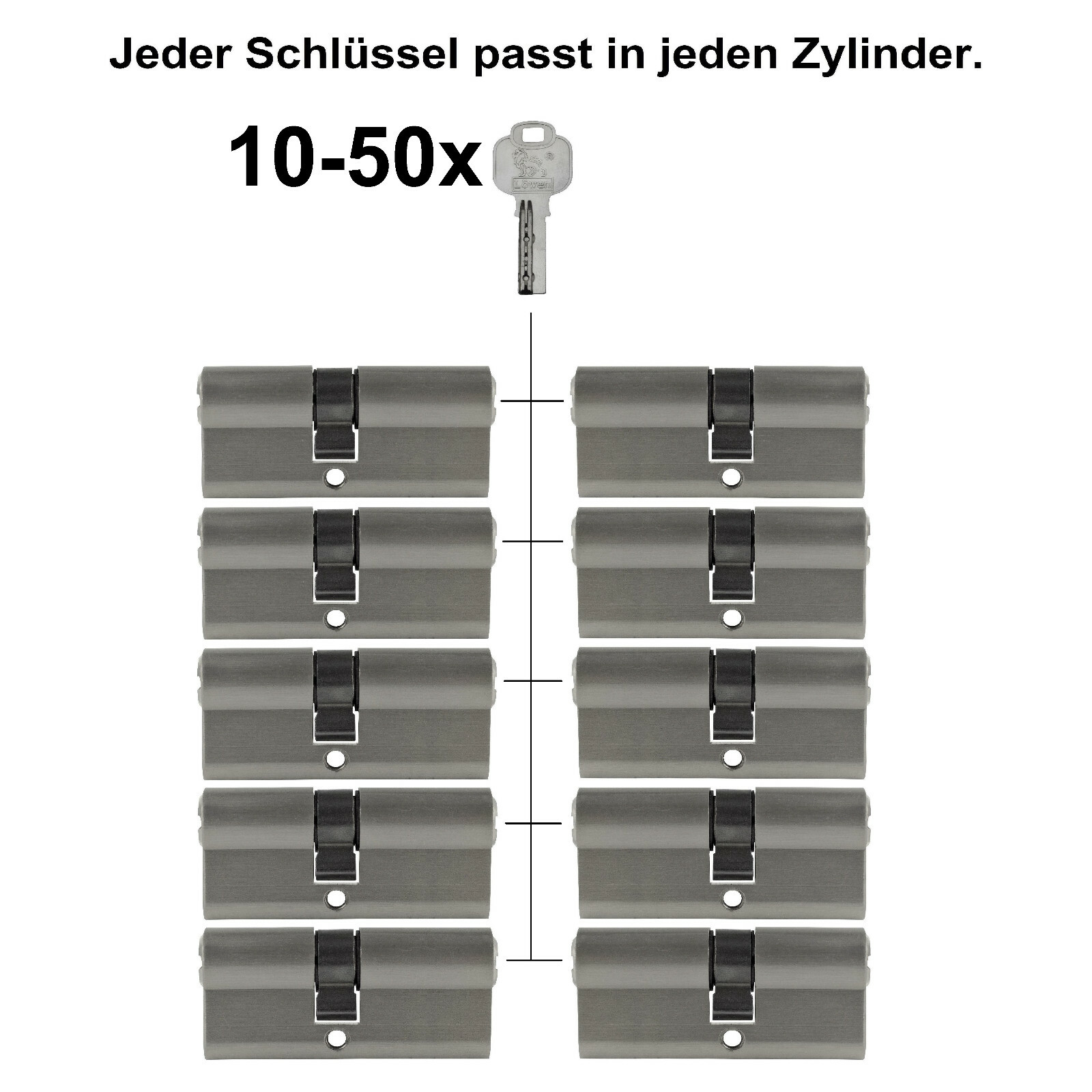 2 -10x Profilzylinder 65mm 30/35 Not + Gefahr Zylinder Schloss