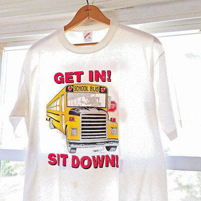 Vintage 90s Paper Thin Novelty T Shirt Vtg 1990s Distressed School Bus USA XL