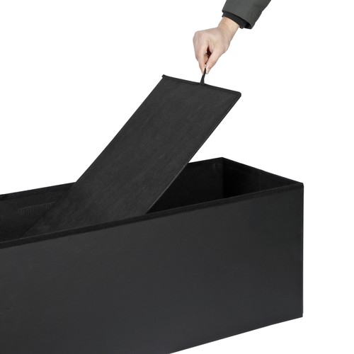 43" Folding Storage Ottoman Bench Faux Leather Footrest Chest with Divider Black