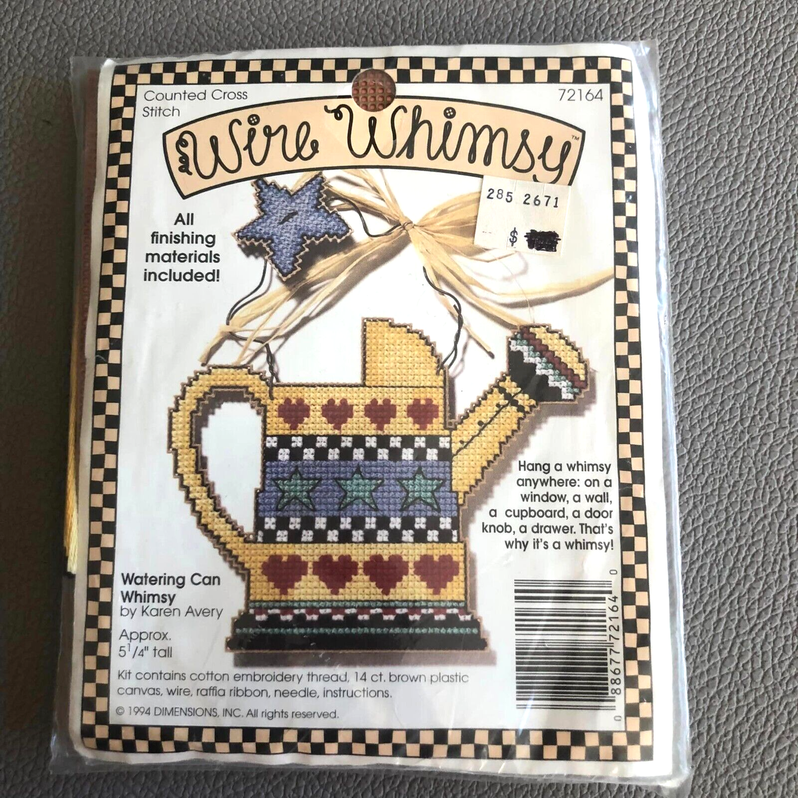 New Wire Whimsy Counted Cross Stitch Watering Can Whimsy Kit