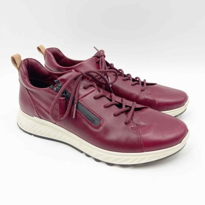 ECCO Shoes SZ 42 (11-11.5) 836143 ST1 Sneaker Leather Lace Up Zipper Burgundy 