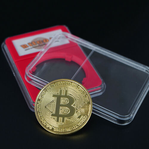 Gold Bitcoin Physical Coin Commemorative Collection Gift with PVC Case