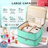 DreamGenius Nail Polish Organizer Case Holds 42 Bottles, Portable Double-Layer Nail Polish Storage Bag with Adjustable Dividers for Manicure Tools, Green