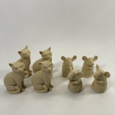 Cat and Mouse Figures Replacement Game Pieces Or Decor 8 Pieces