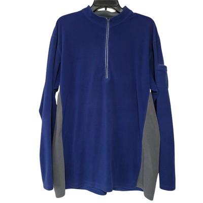 Gander Mountain Men Fleece Sweater 1/4 Zip Pull Over Blue Gray XLT Long Sleeve