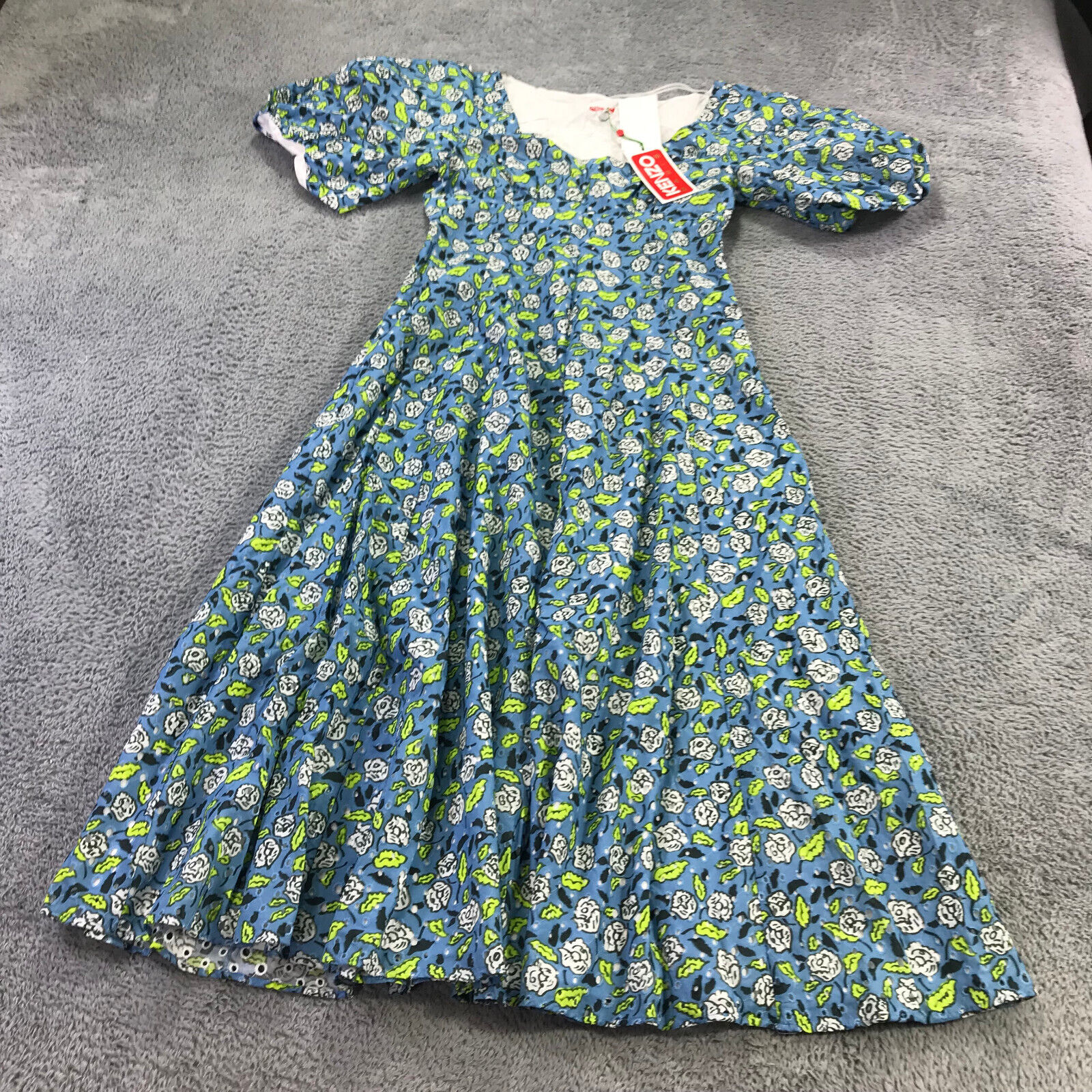 Kenzo Dress Womens 38 Printed Midi Dress Floral Blue Green Kenzo Dress Womens 38 Printed Midi Dress Floral Blue Green