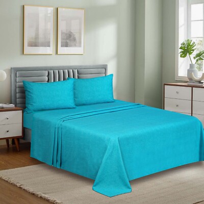 Cotton Sheet Set 4 Piece Cotton Percale Bed Sheets Cooling Soft Deep Pockets